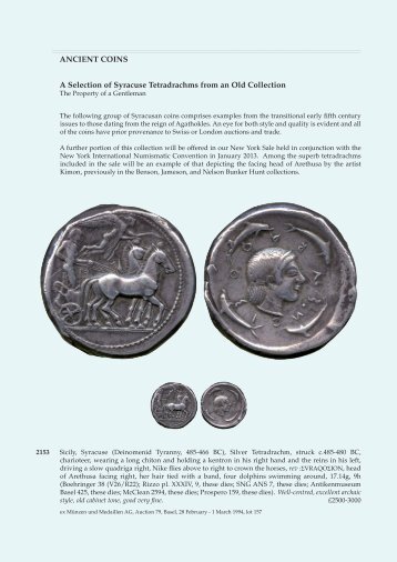 ANCIENT COINS A Selection of Syracuse Tetradrachms ... - Baldwin's