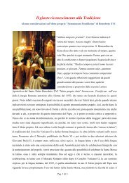 Il giusto riconoscimento alla Tradizione - Missale Romanum