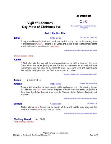 Vigil of Christmas I: Day Mass of Christmas Eve - Anglican Gradual ...