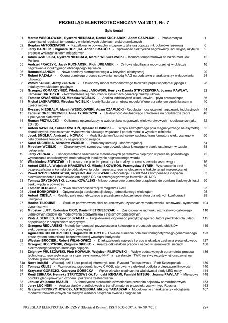 spis treści - pdf - Przegląd Elektrotechniczny