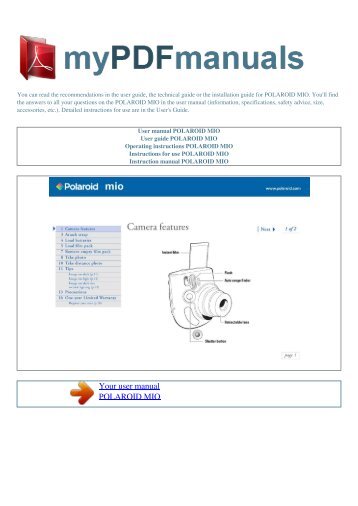 User manual POLAROID MIO - MY PDF MANUALS