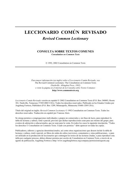 Leccionario Común Revisado - The Consultation On Common Texts