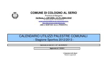 Calendario Palestre 2012/2013 - Comune di Cologno al Serio