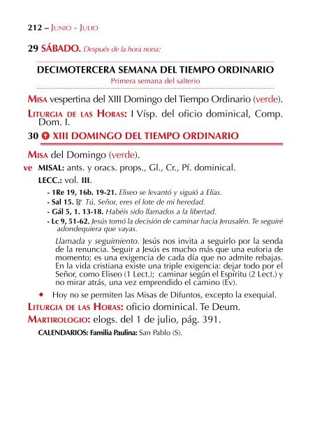 Calendario Litúrgico - Pastoral 2012-2013 Ciclo «C - Cope