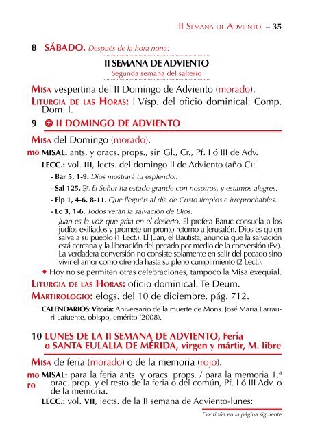 Calendario Litúrgico - Pastoral 2012-2013 Ciclo «C - Cope