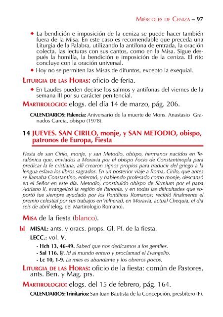 Calendario Litúrgico - Pastoral 2012-2013 Ciclo «C - Cope