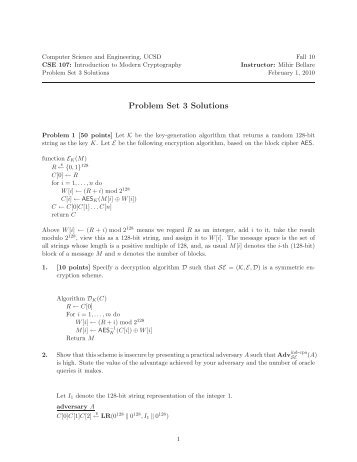 Problem Set 3 Solutions - Computer Science and Engineering