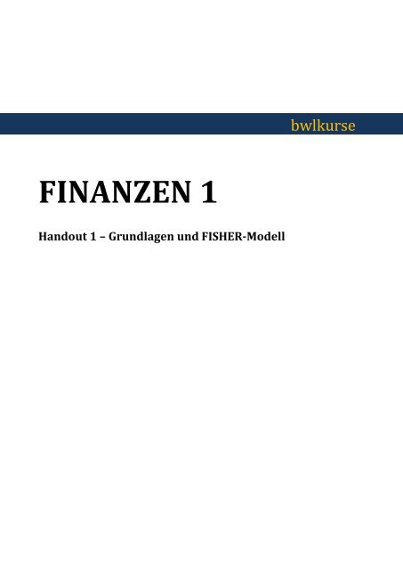 Beispielhandout Finanzen - BWL Kurse Frankfurt