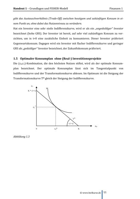 Beispielhandout Finanzen - BWL Kurse Frankfurt