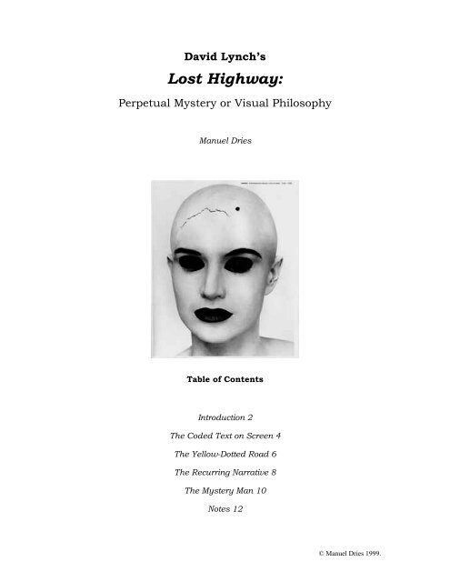Lost Highway: - David Lynch Lost Highway: - David Lynch