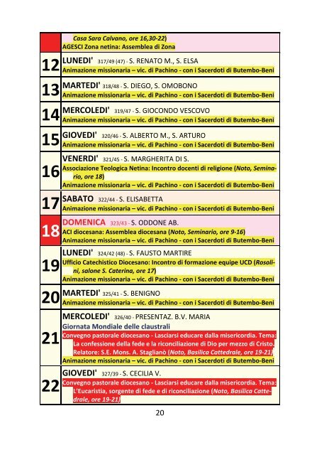 Calendario Pastorale 2012-2013 - DIOCESI di NOTO