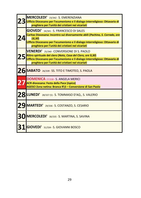 Calendario Pastorale 2012-2013 - DIOCESI di NOTO