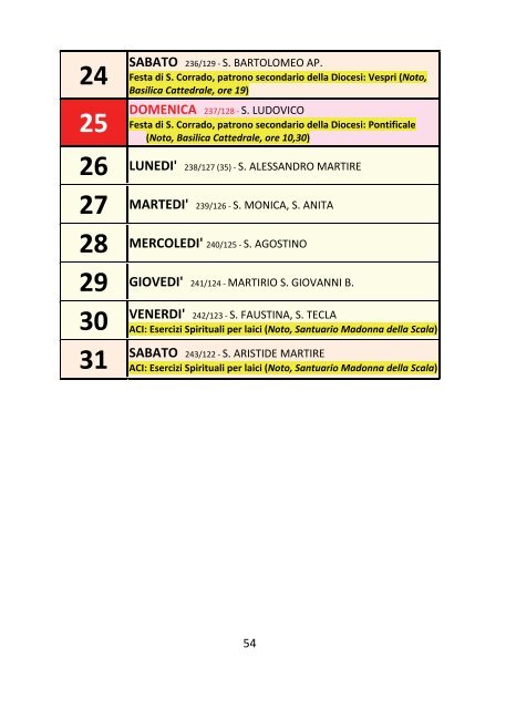 Calendario Pastorale 2012-2013 - DIOCESI di NOTO