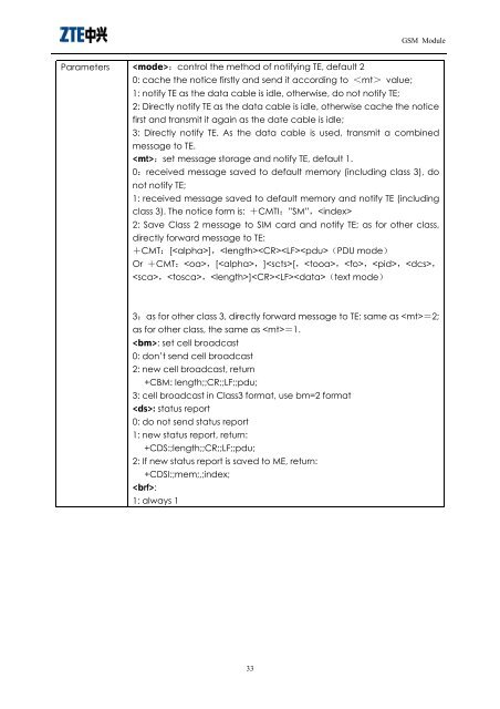 AT Command Manual For ZTE Corporation's ME3000_V2 Module