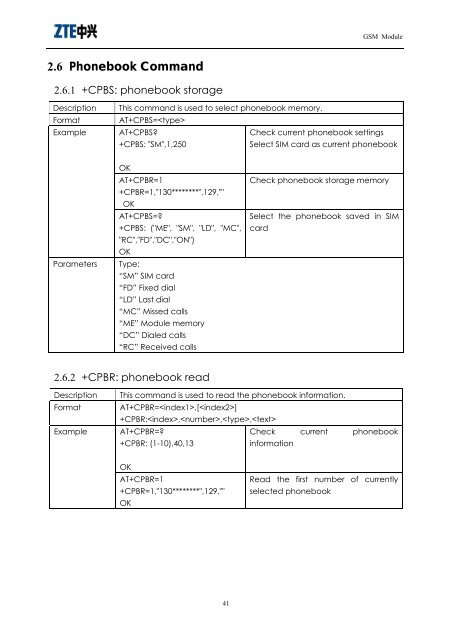 AT Command Manual For ZTE Corporation's ME3000_V2 Module