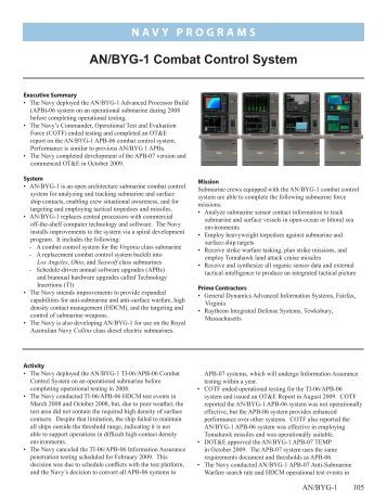 AN/BYG-1 Combat Control System - DOT&E