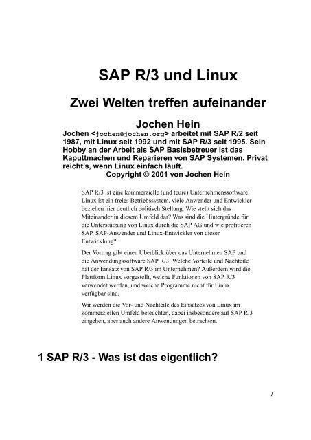 SAP R/3 und Linux - Jochen Hein