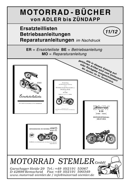 Reprints / Motorradbücher - Motorrad Stemler GmbH