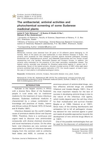 The antibacterial, antiviral activities and phytochemical screening of ...