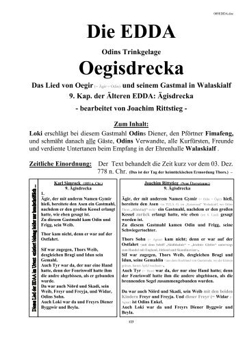 9.) Oegisdrecka = Odins Trinkgelage