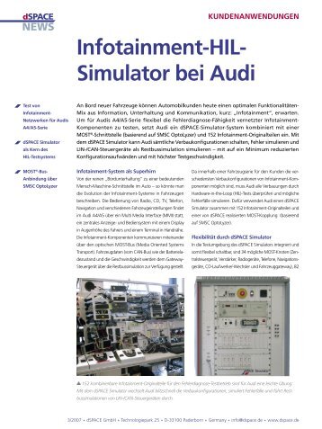 Infotainment-HIL- Simulator bei Audi - dSPACE