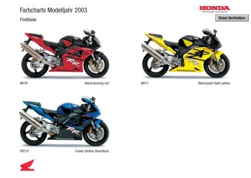 Farbcharts Modelljahr 2003 - Motorrad Streifeneder