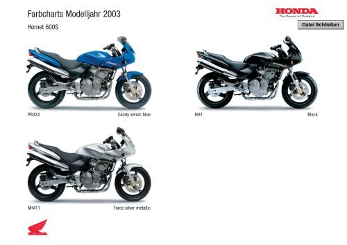 Farbcharts Modelljahr 2003 - Motorrad Streifeneder