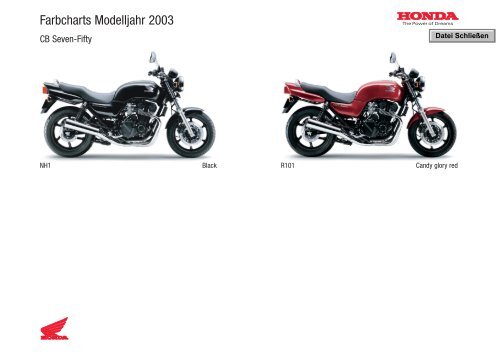 Farbcharts Modelljahr 2003 - Motorrad Streifeneder