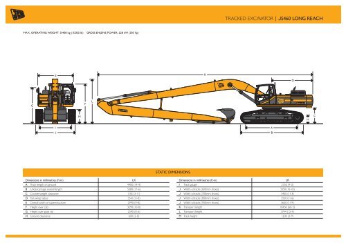 Excavator Reach Chart