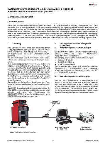 EWM Qualitätsmanagement mit dem Meßsystem ... - SaxWeld GmbH