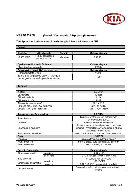 scaricare listino prezzi - KIA Motors AG