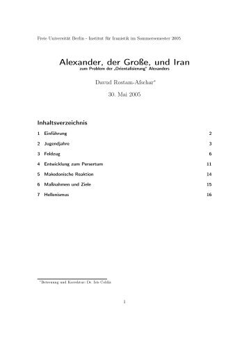 Alexander, der Große, und Iran - Personal page of Davud Rostam ...