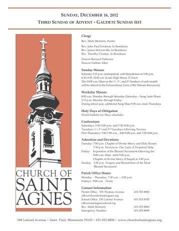 December 16th, 2012 - St. Agnes