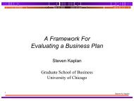 A Framework For Evaluating a Business Plan - The University of ...