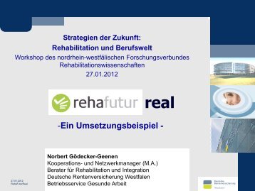 RehaFutur Real - Ein Umsetzungsbeispiel; Norbert Gödecker-Geenen