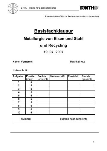 Basisfachklausur [pdf] - im IEHK