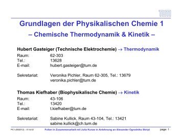 Grundlagen der Physikalischen Chemie 1 - TUM