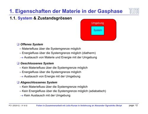 Grundlagen der Physikalischen Chemie 1 - TUM