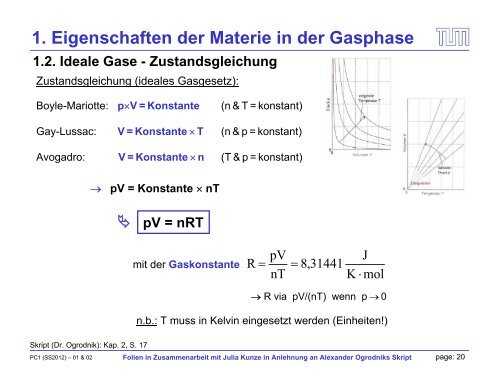 Grundlagen der Physikalischen Chemie 1 - TUM