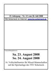 Sa. 23. August 2008 So. 24. August 2008 - TSV Scherneck