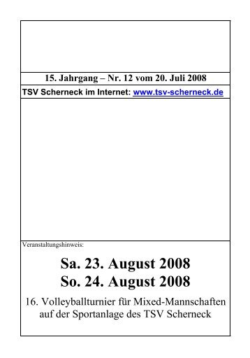 Sa. 23. August 2008 So. 24. August 2008 - TSV Scherneck
