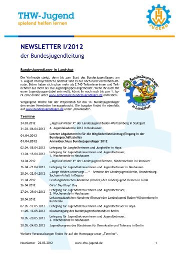 NEWSLETTER I/2012 - THW-Jugend eV