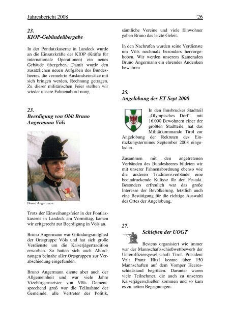 Jahresbericht 08 - Tiroler Kaiserjägerbund - Ortsgruppe Innsbruck