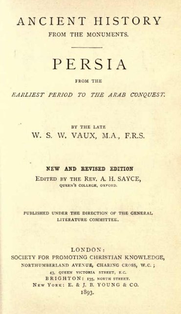 Persia from the Earliest Period to the Arab