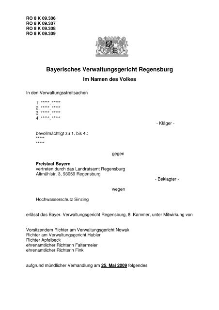 Bayerisches Verwaltungsgericht Regensburg - Bayern