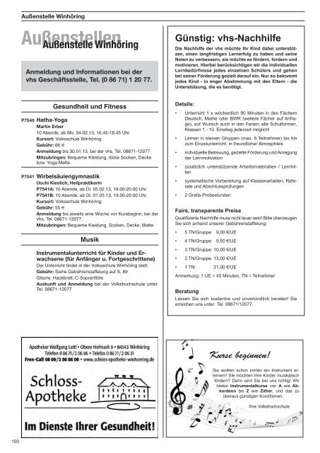 Programm Frühjahr 2013 komplett - Volkshochschule Alt-/Neuötting