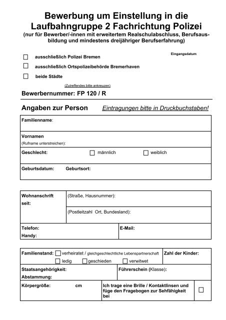 Bewerbung Real Polizei Bremen