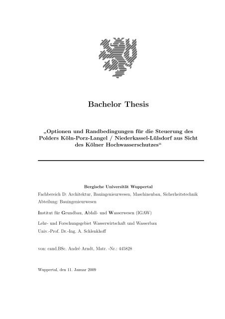 abgabe bachelor thesis uni wuppertal