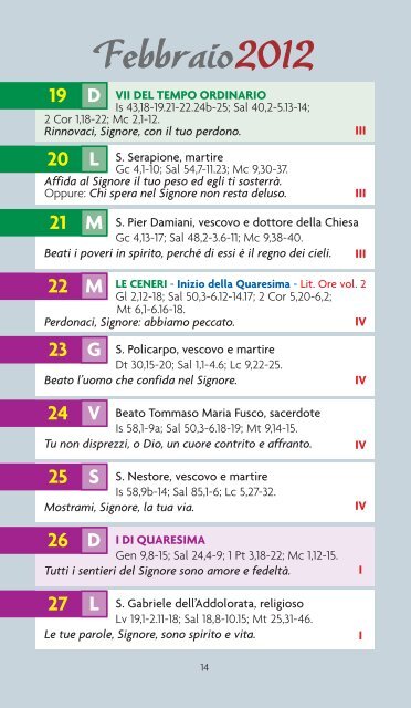 calendario liturgico 2011-2012 - Pie Discepole del Divin Maestro