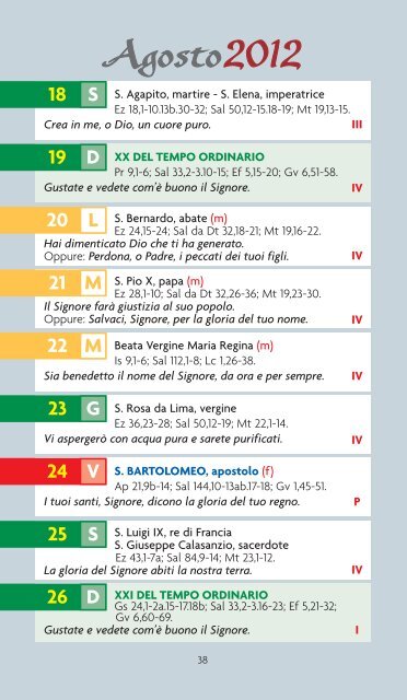 calendario liturgico 2011-2012 - Pie Discepole del Divin Maestro